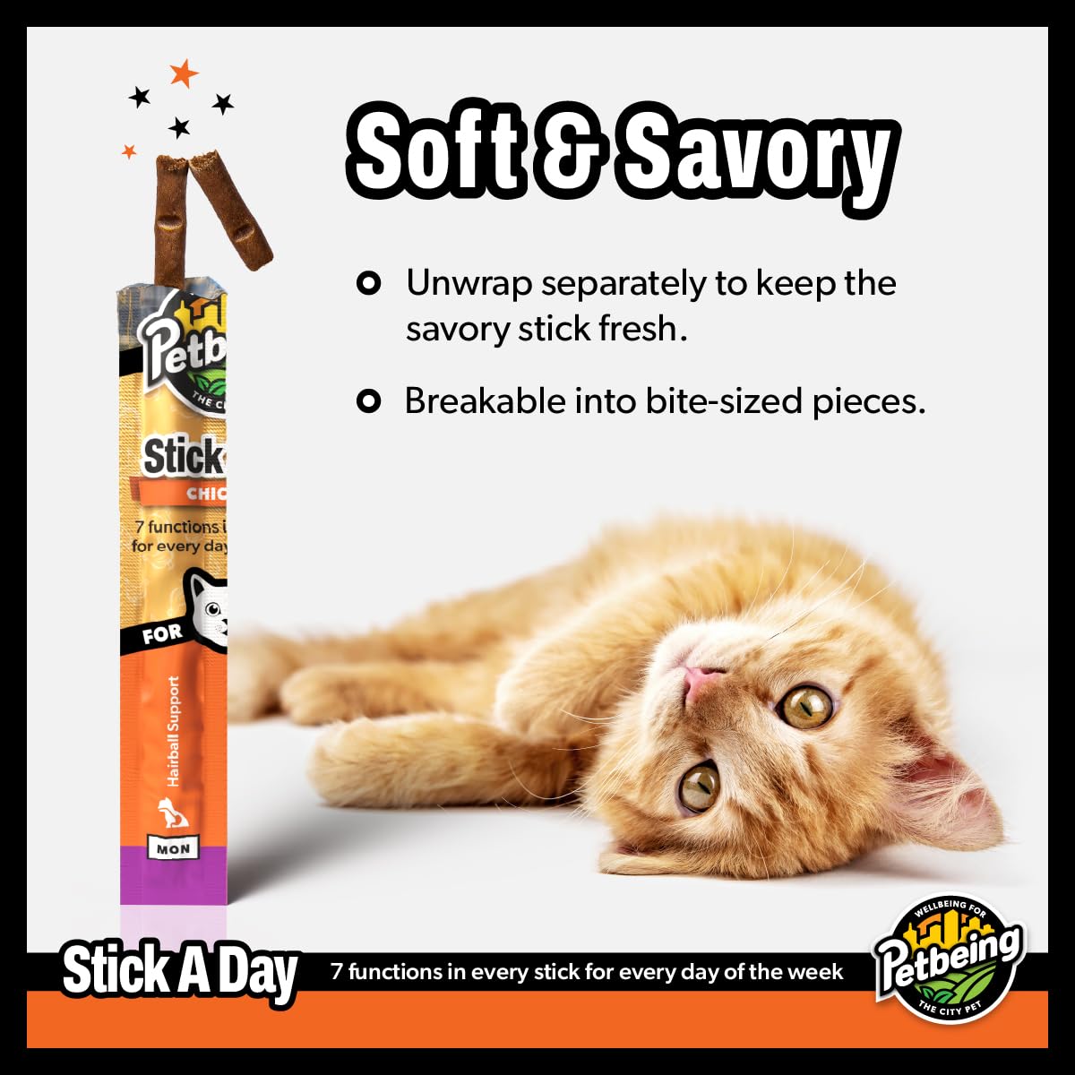 PETBEING Stick a Day Cats daily-use format for routine feeding.