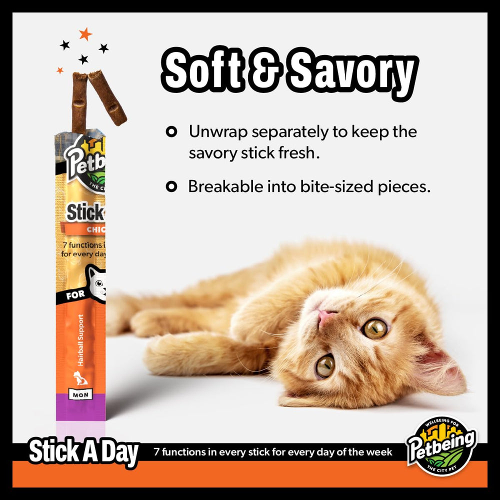 PETBEING Stick a Day Cats daily-use format for routine feeding.