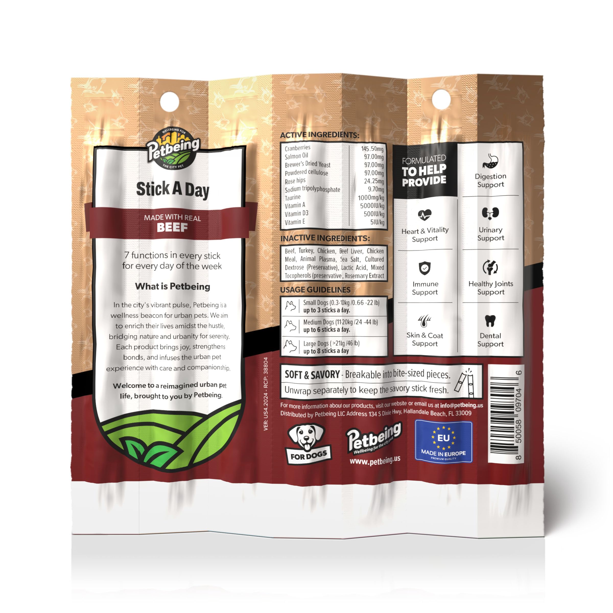 PETBEING Stick a Day dental-action chew supports dental care through chewing.