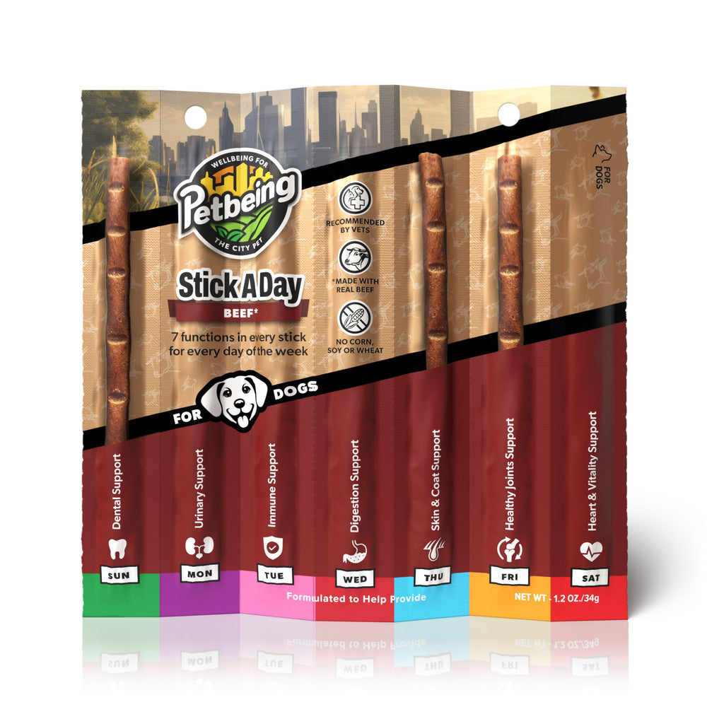 PETBEING Stick a Day real meat texture emphasizes tasty, protein-rich chew for dogs.