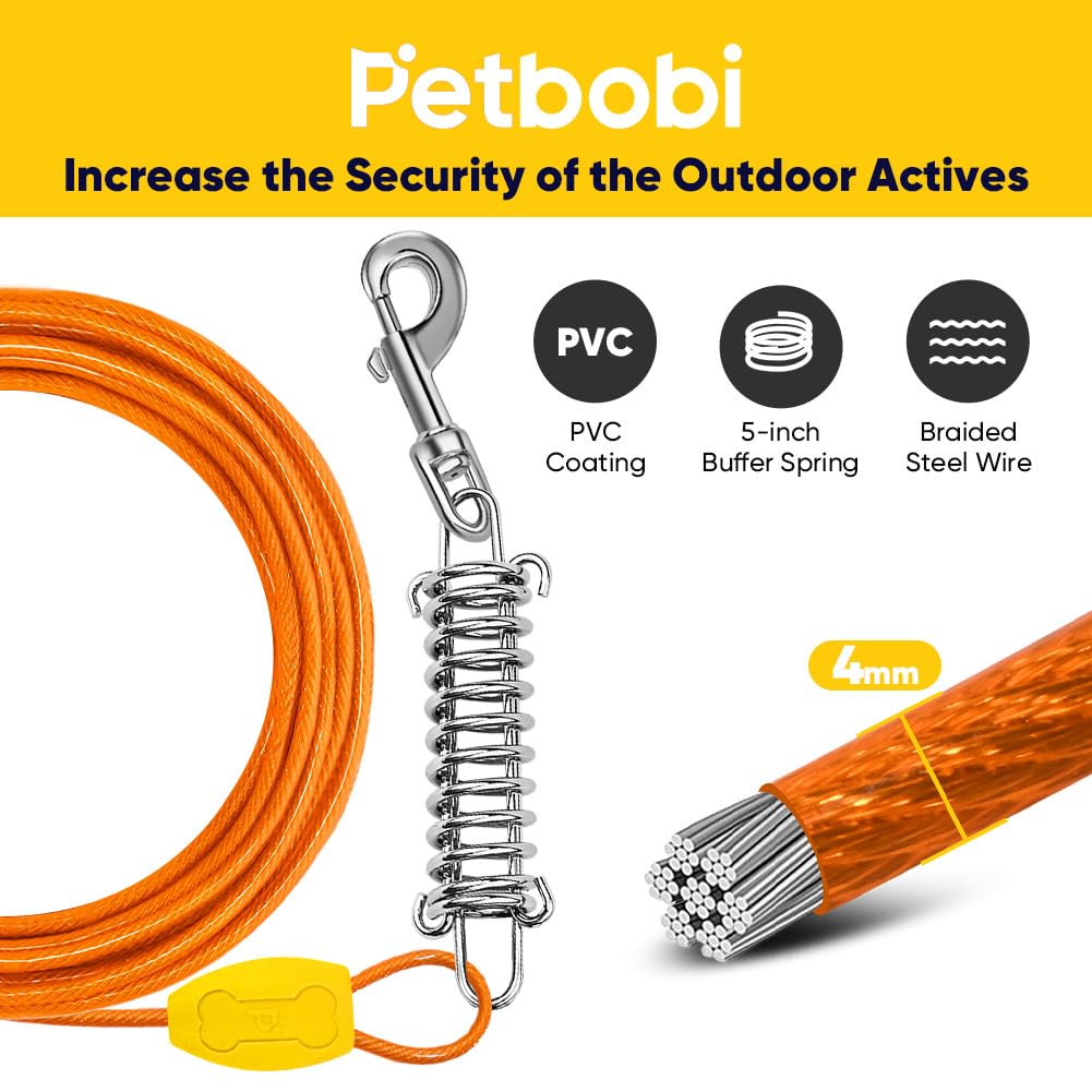Petbobi 16-inch ground stake anchors securely in yard, park, or campsite.