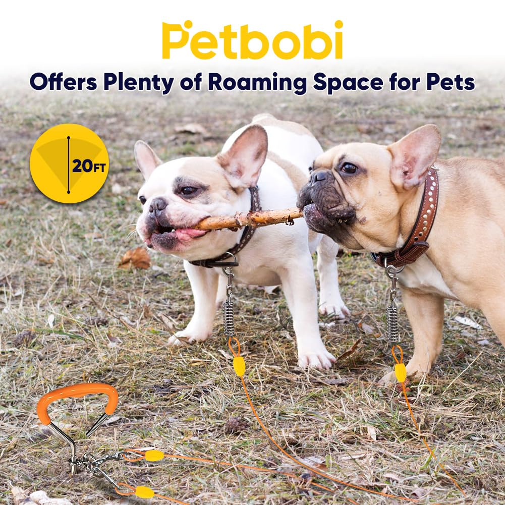 Petbobi 360-degree rotating clips prevent tangling during outdoor use.