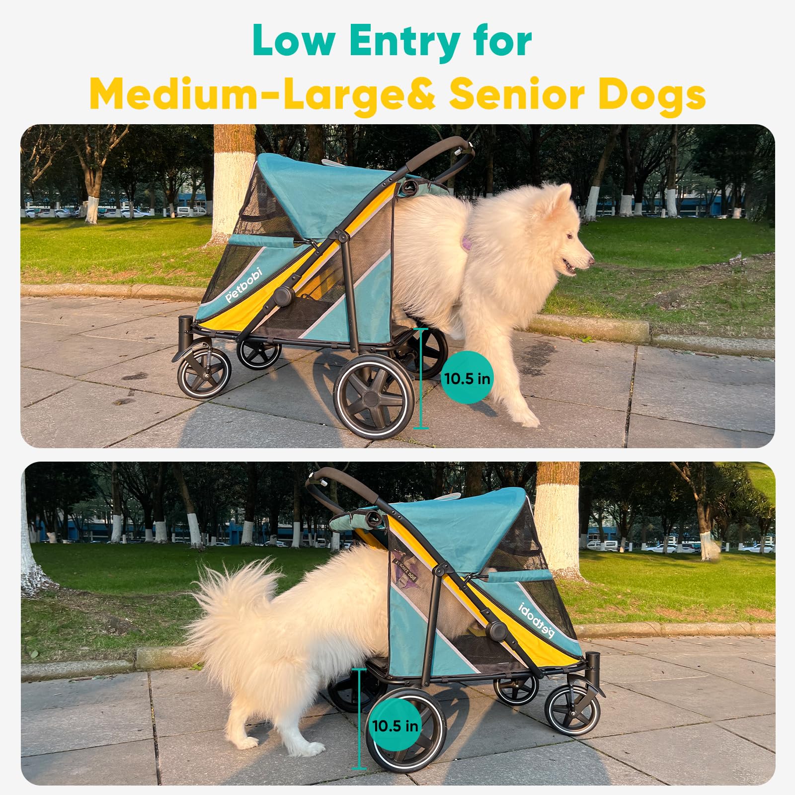 Petbobi dog stroller padded-seat interior for comfortable riding.