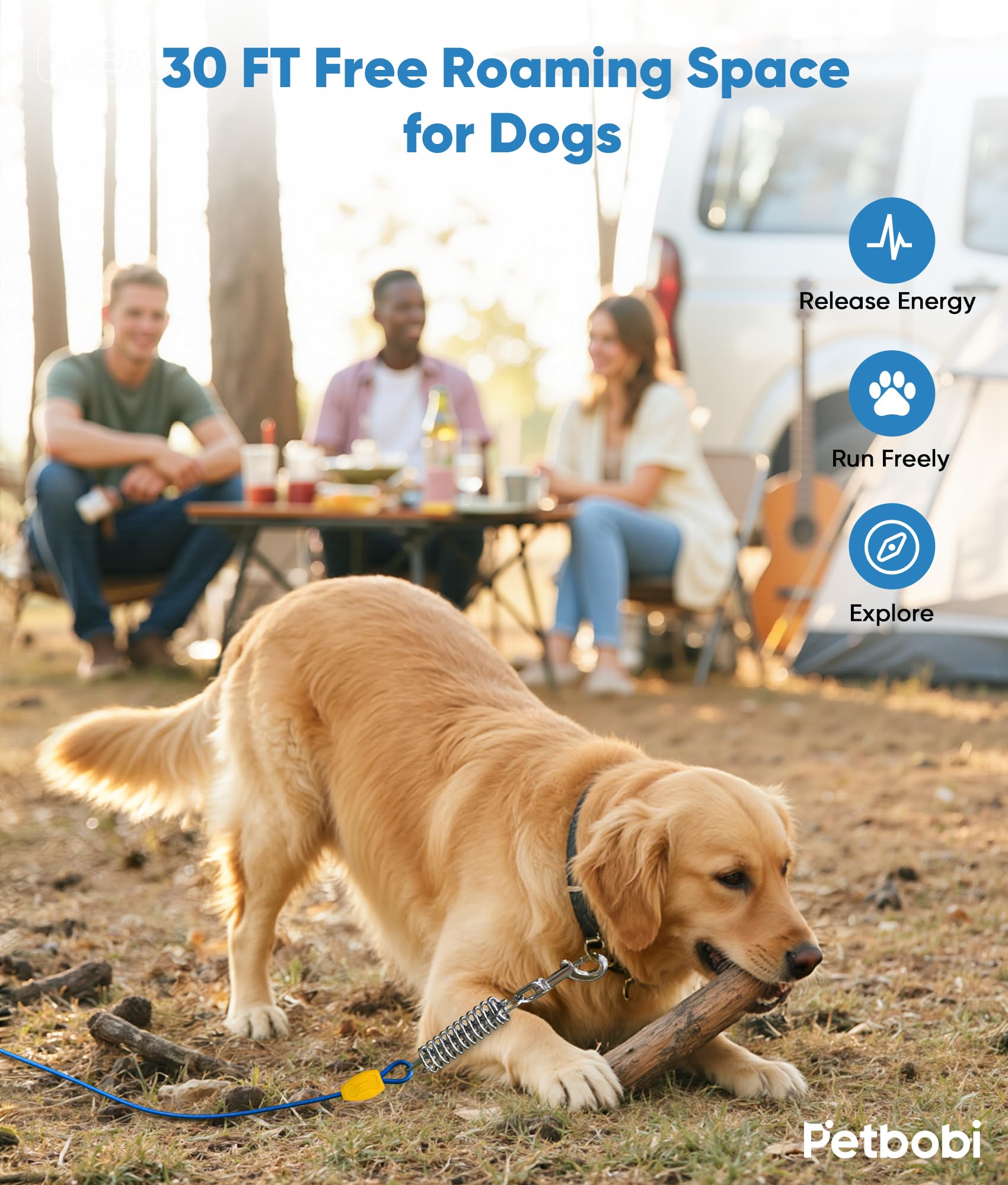 Petbobi dog tie-out package includes 30ft cable and hardware