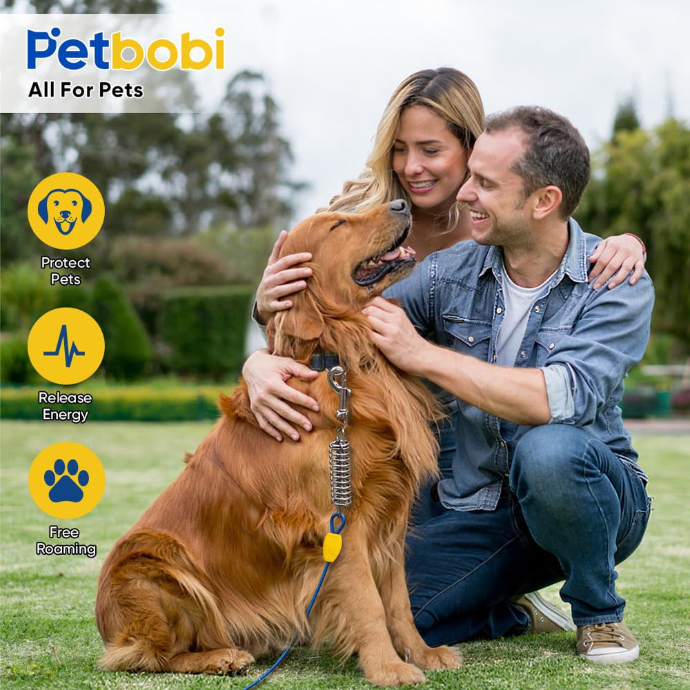 Petbobi 50ft leash kit includes stake and box for ready outdoor containment.