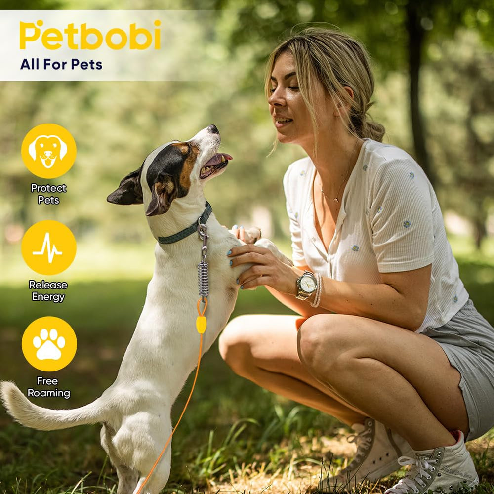 Petbobi packaging shows leash, stake, and box for quick setup.
