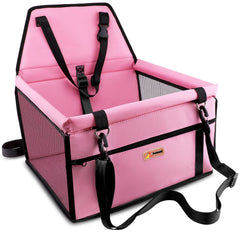 Petbobi reinforced booster seat back view shows stability in travel