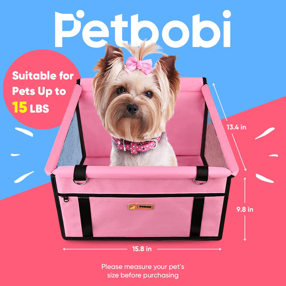 Petbobi booster seat side strap area demonstrates secure leash use