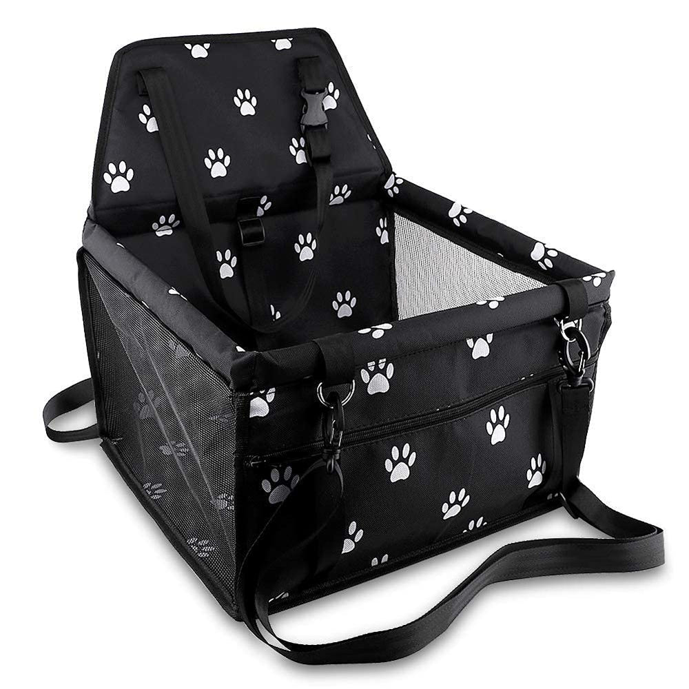 Petbobi booster seat front view with reinforced structure and clip-on leash.