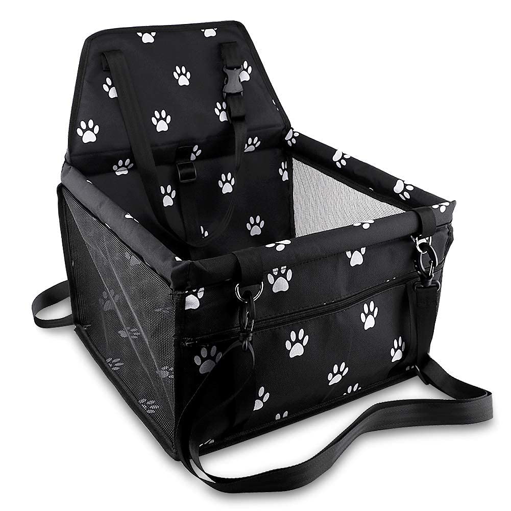 Petbobi booster seat front view with reinforced structure and clip-on leash.