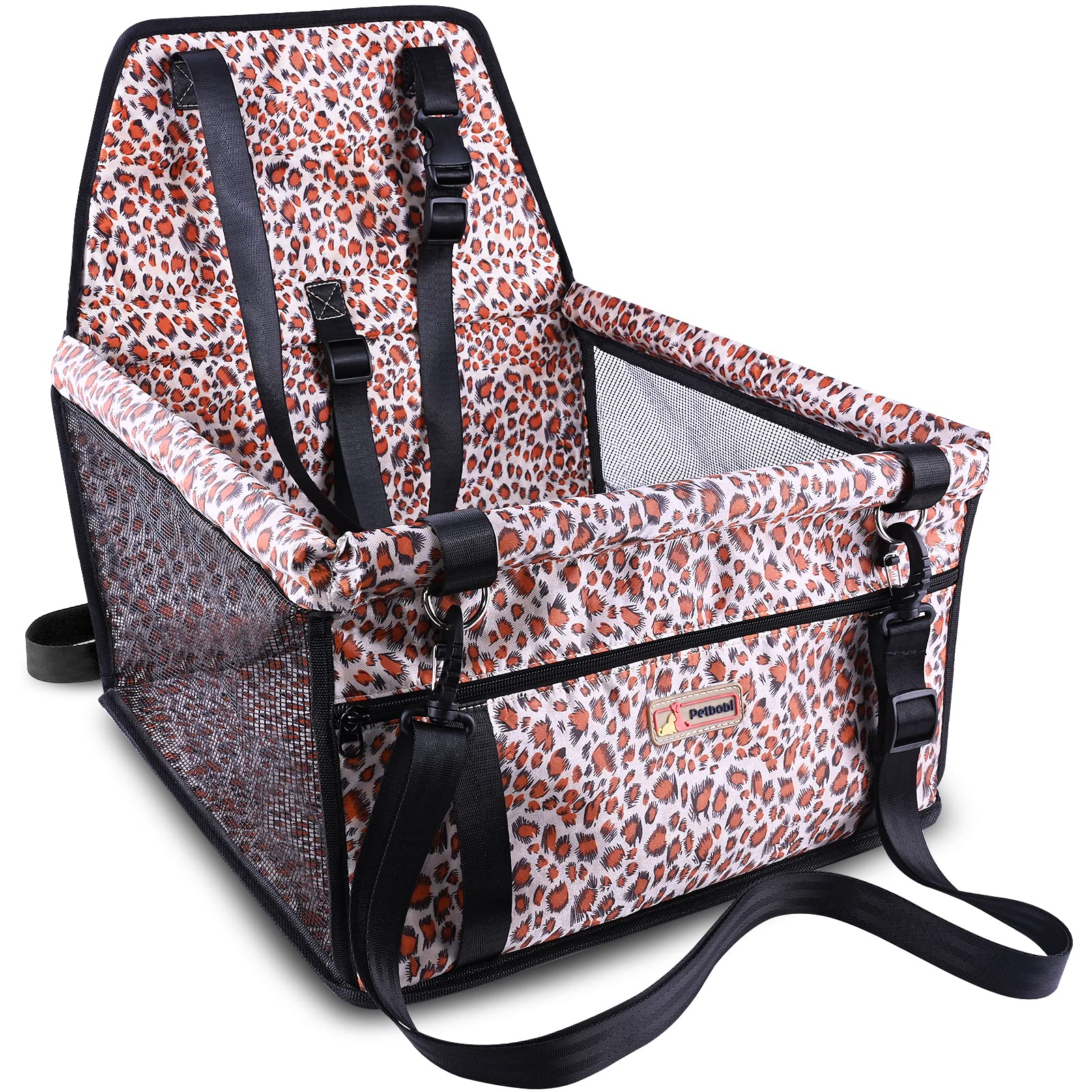 Petbobi small dog car seat front view showing sturdy frame for secure road trips