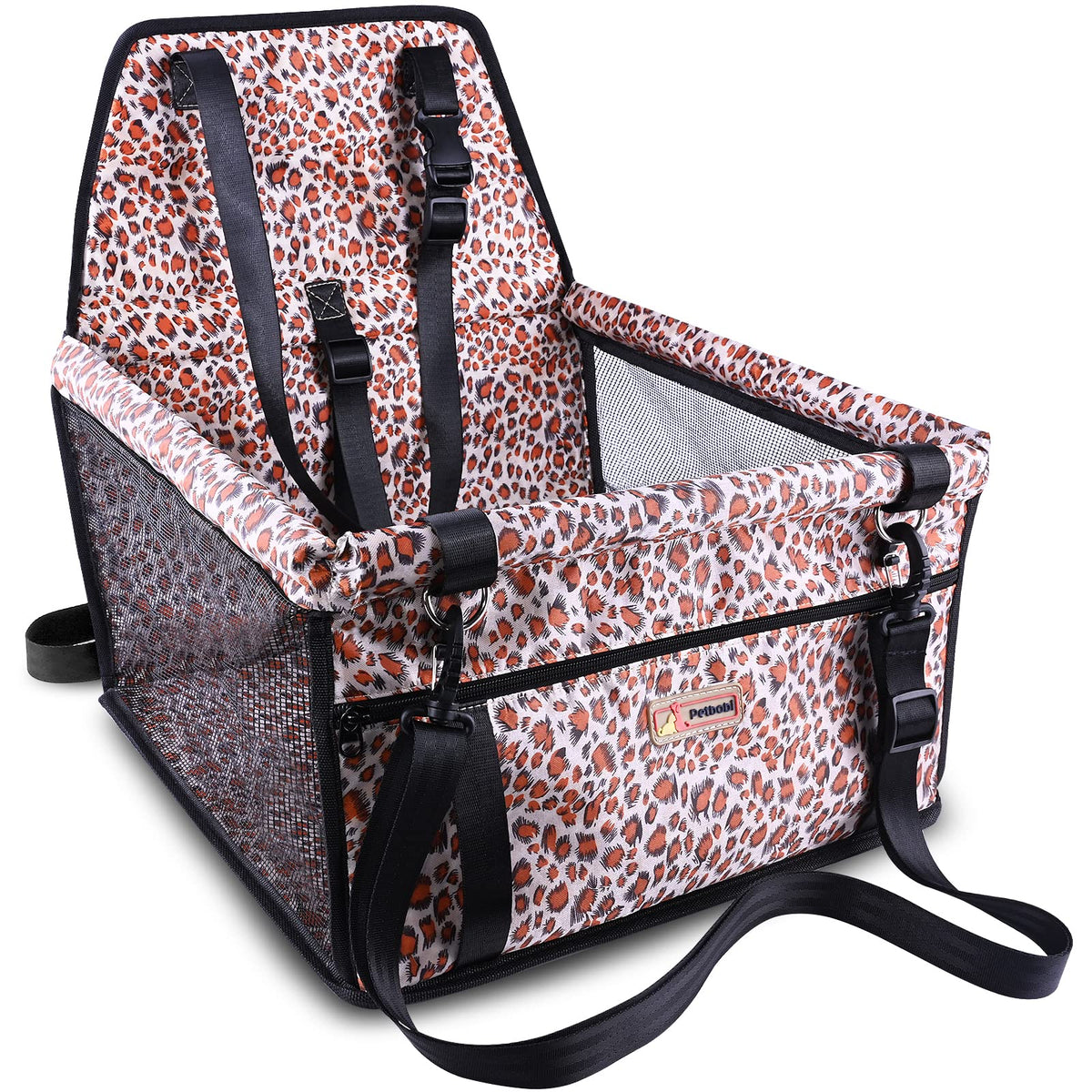 Petbobi small dog car seat front view showing sturdy frame for secure road trips