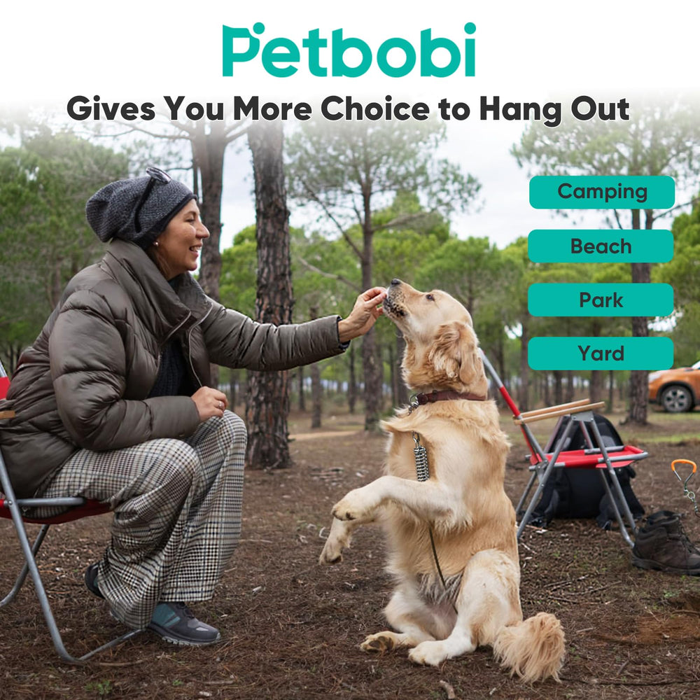 Petbobi weatherproof coating protects the tether in all conditions.