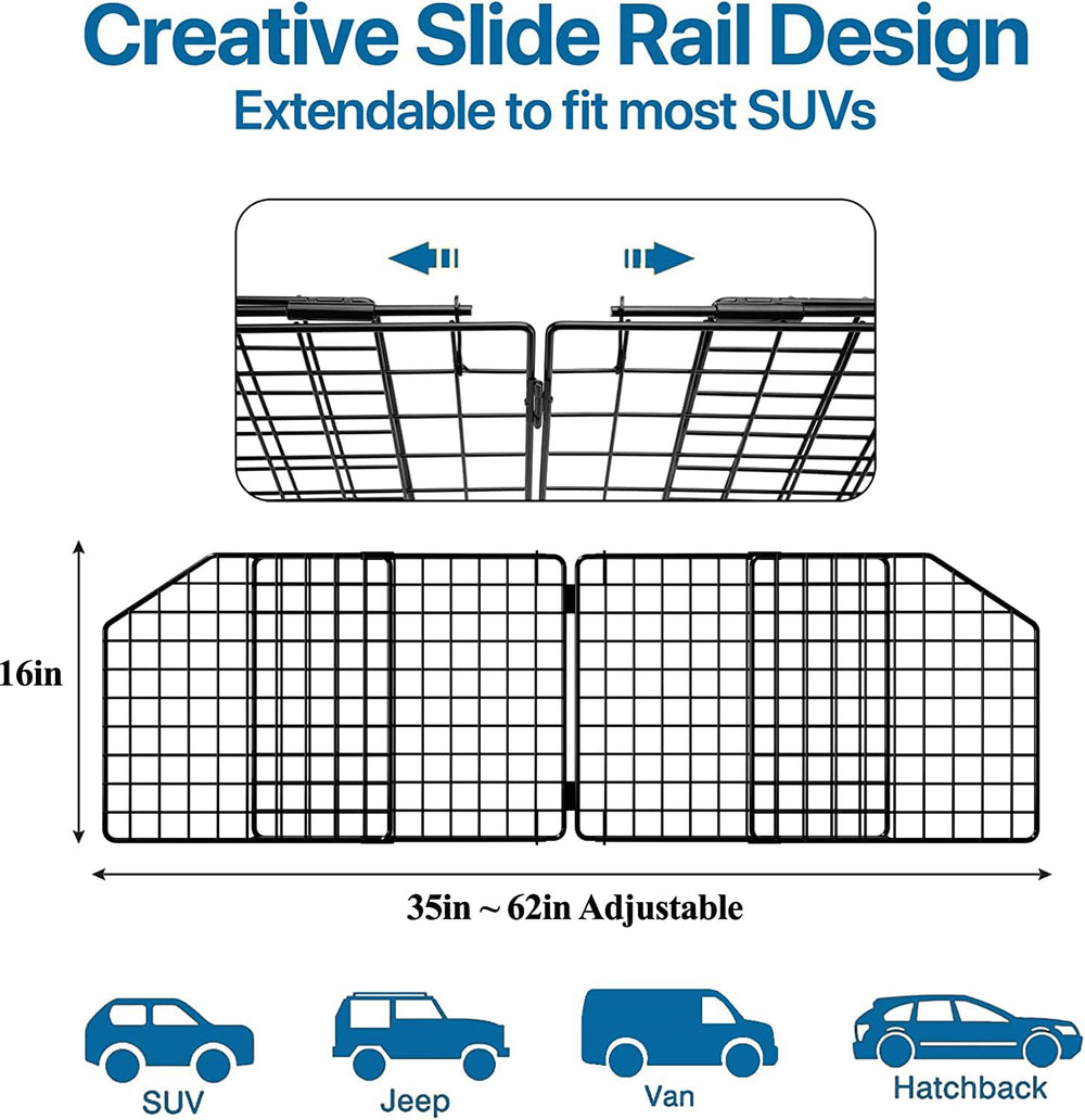 Petboda barrier extended to fit most SUVs for versatile containment.