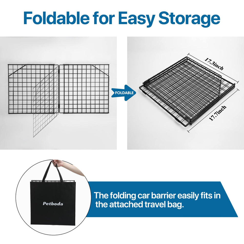 Petboda barrier attaches to headrests for quick, secure attachment.