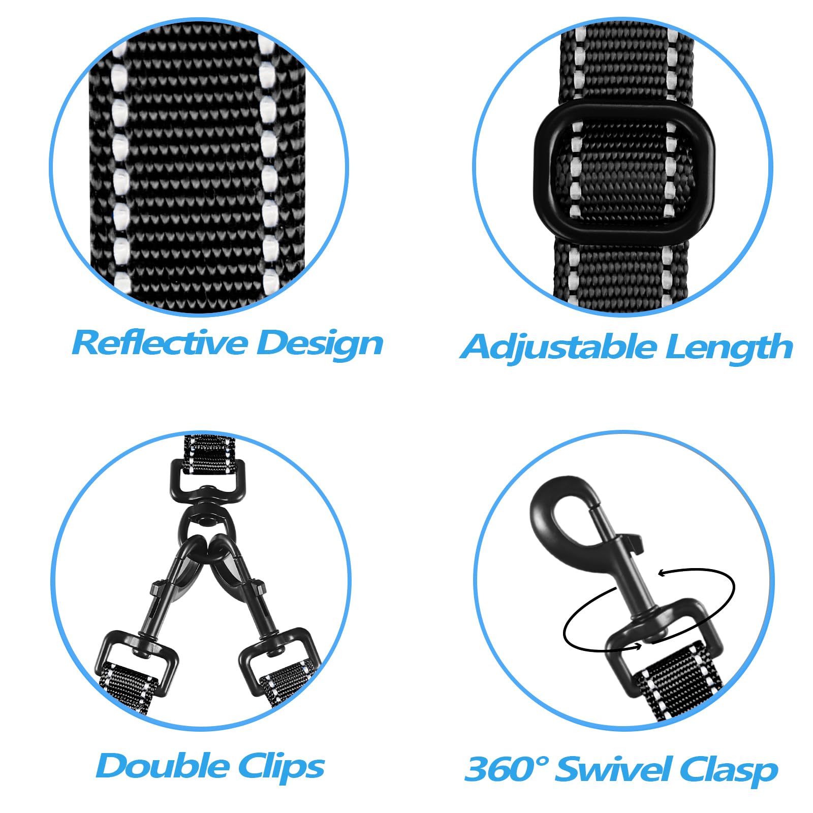 PetBonus leash adjusts from 29 to 38 inches for two dogs.