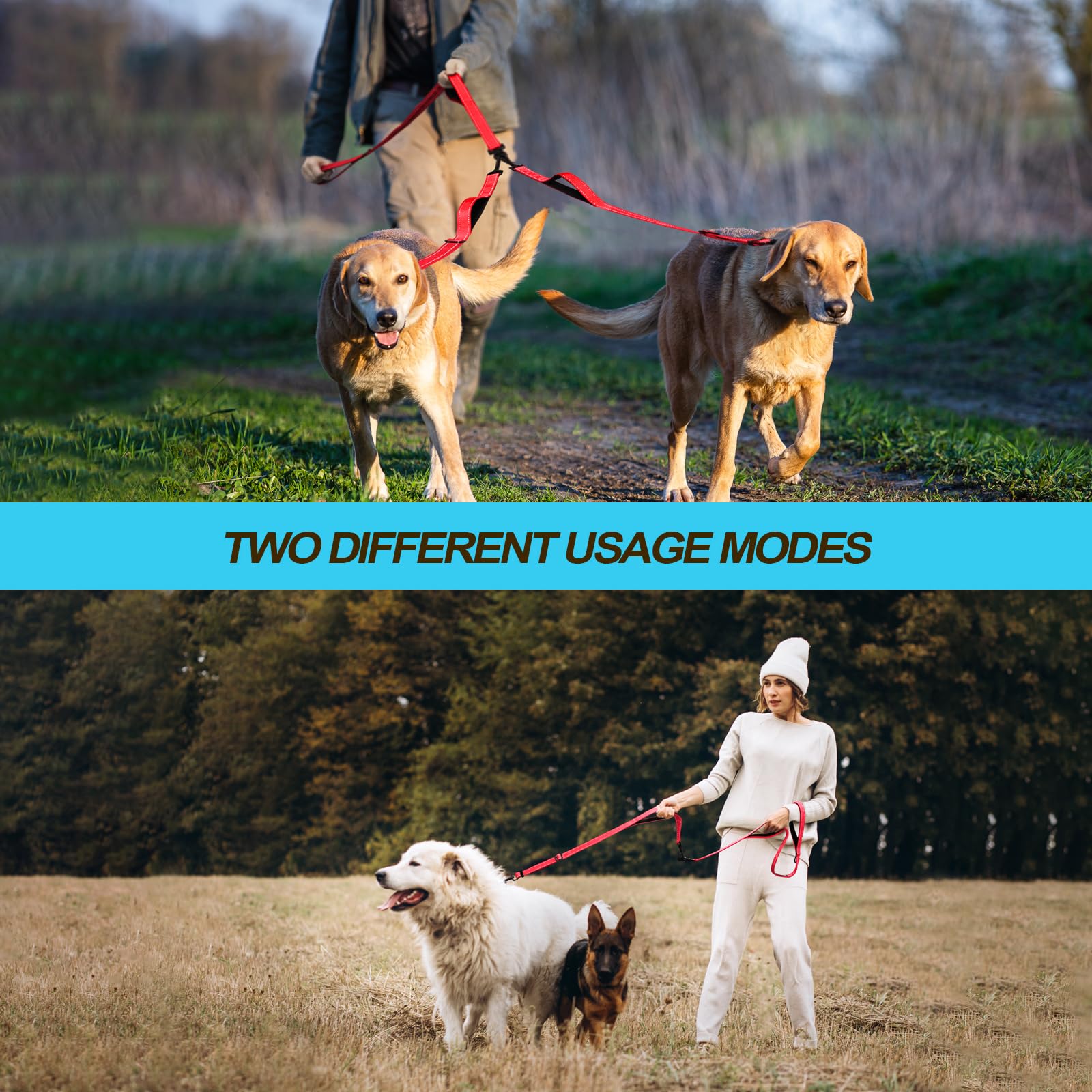 PetBonus leash adjustable from 29 to 38 inches for two dogs