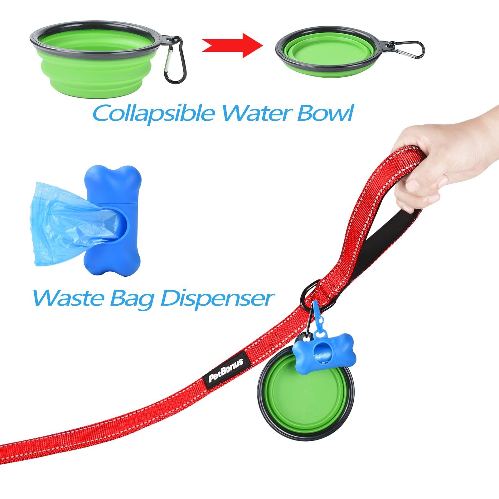 PetBonus included collapsible bowl and waste bag dispenser for outings