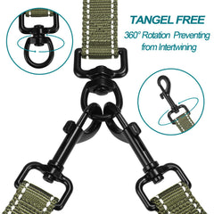 PetBonus leash shows four padded handles for comfortable grip on two dogs.