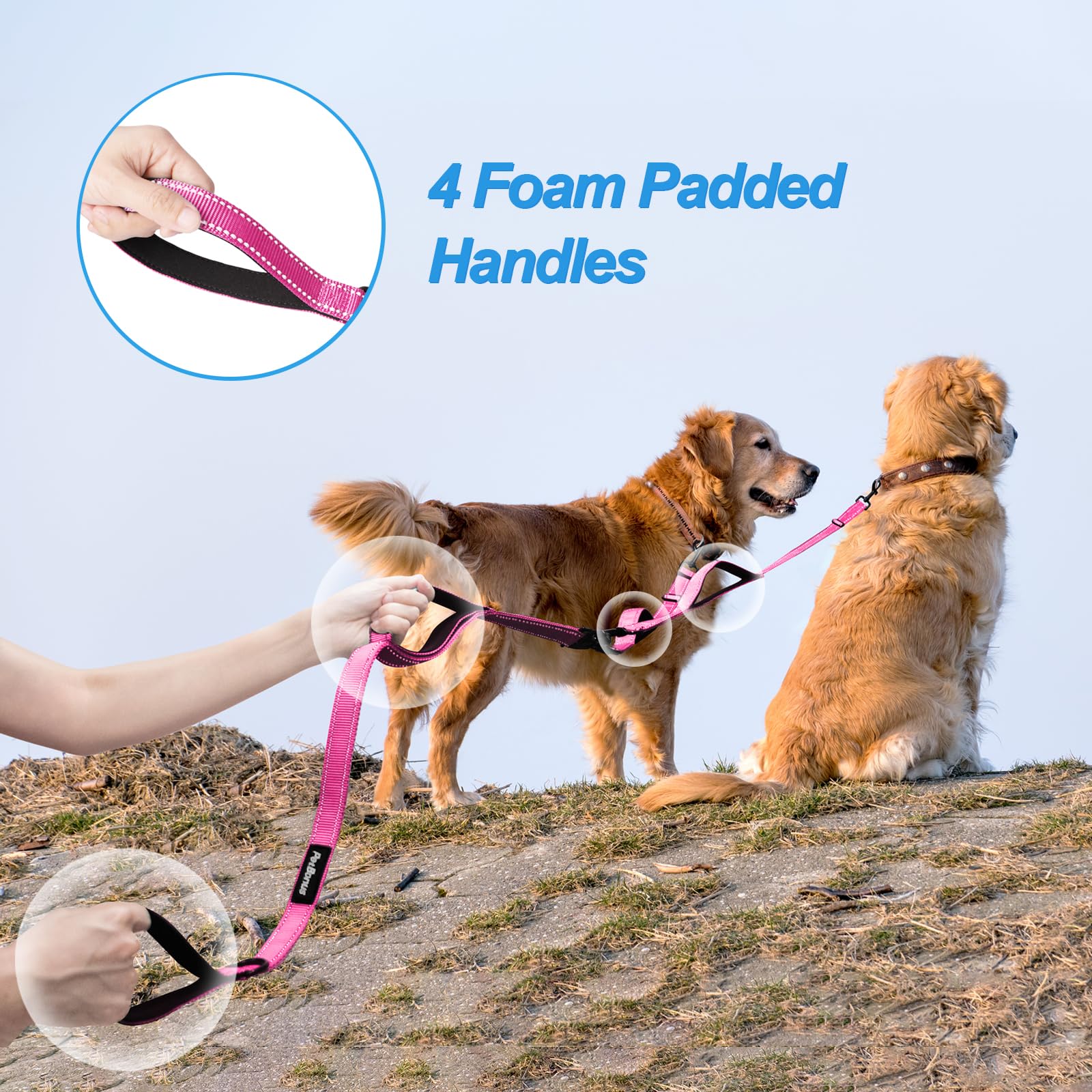 PetBonus reflective stitching along leash for better night visibility.