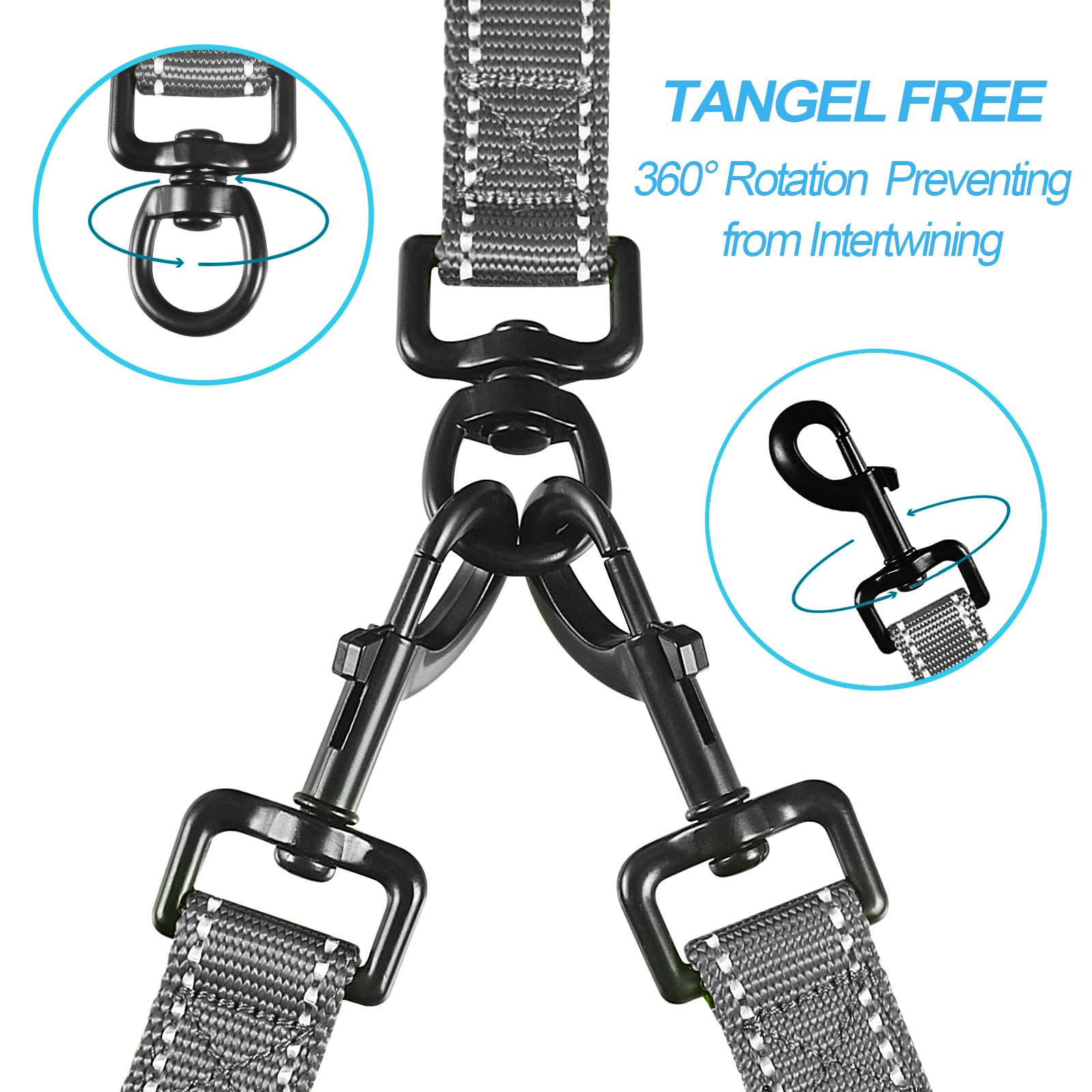 PetBonus dual leash shows four padded handles for comfortable grip