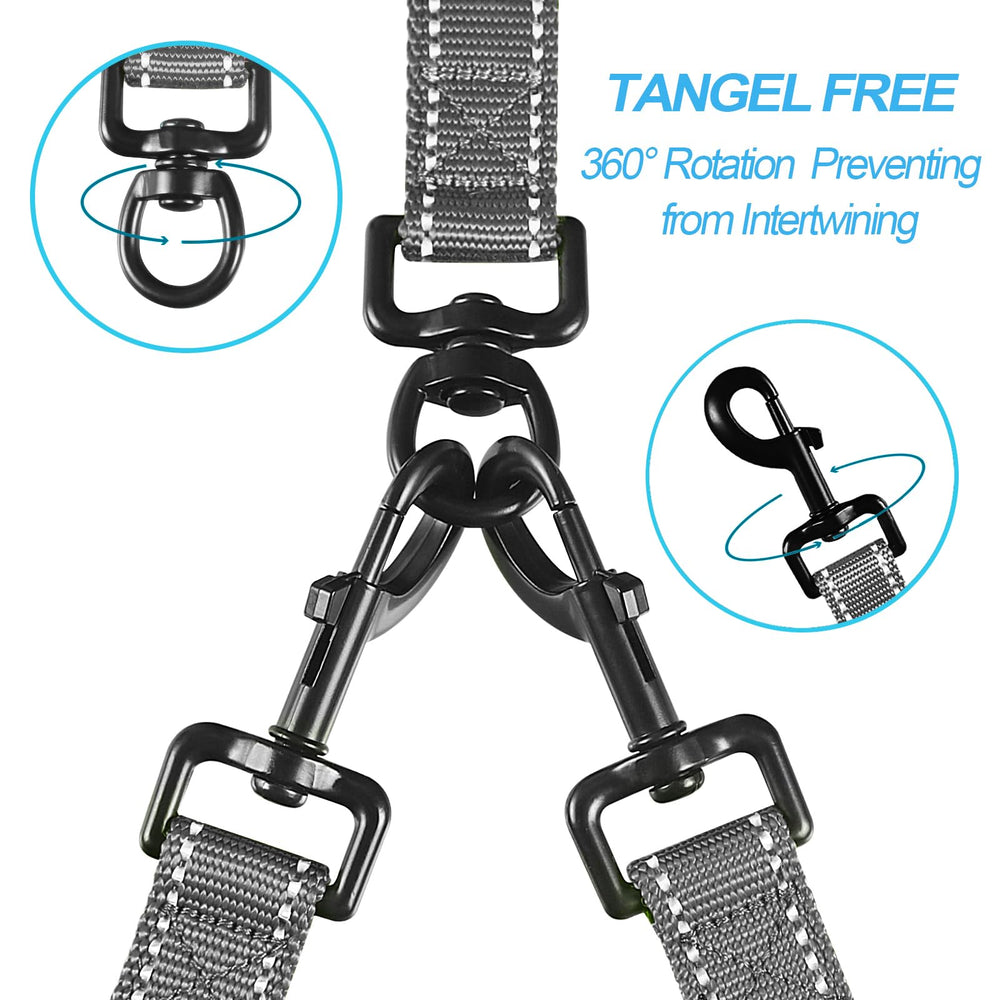 PetBonus dual leash shows four padded handles for comfortable grip