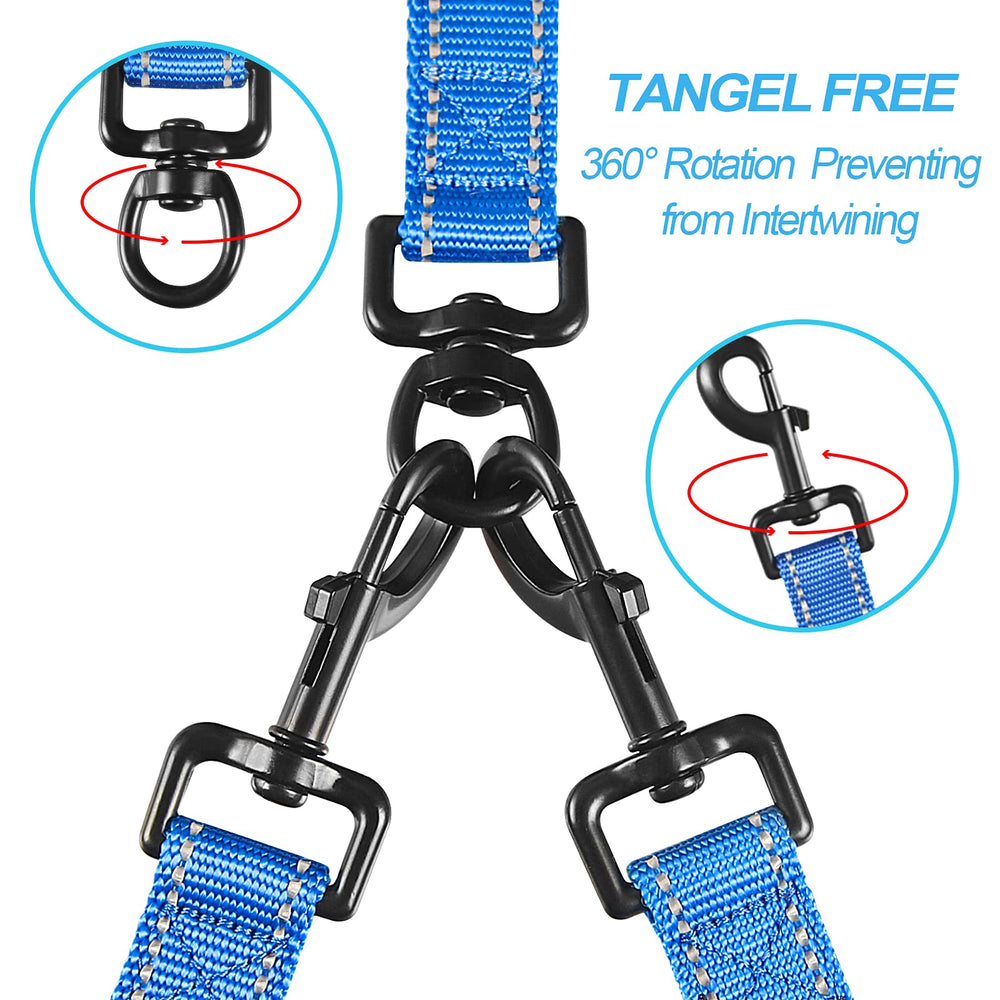 PetBonus four padded handles for comfortable grip when walking two dogs.