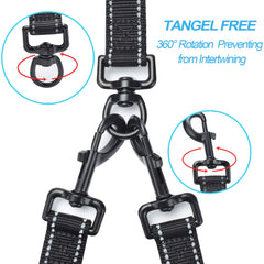 PetBonus dual leash features four padded handles for comfortable grip.