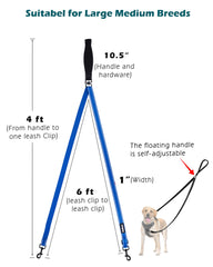 PetBonus two point leash converts to a 4 ft single leash for versatile use.