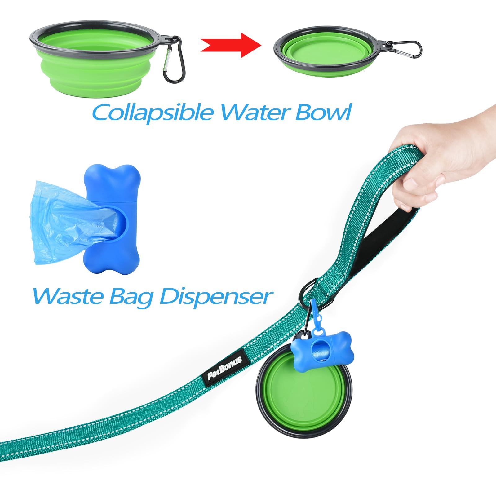 PetBonus waste bag dispenser kept handy for quick cleanups.