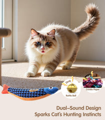 PetBusy bright fish-shaped toy invites kittens to kick and chase.