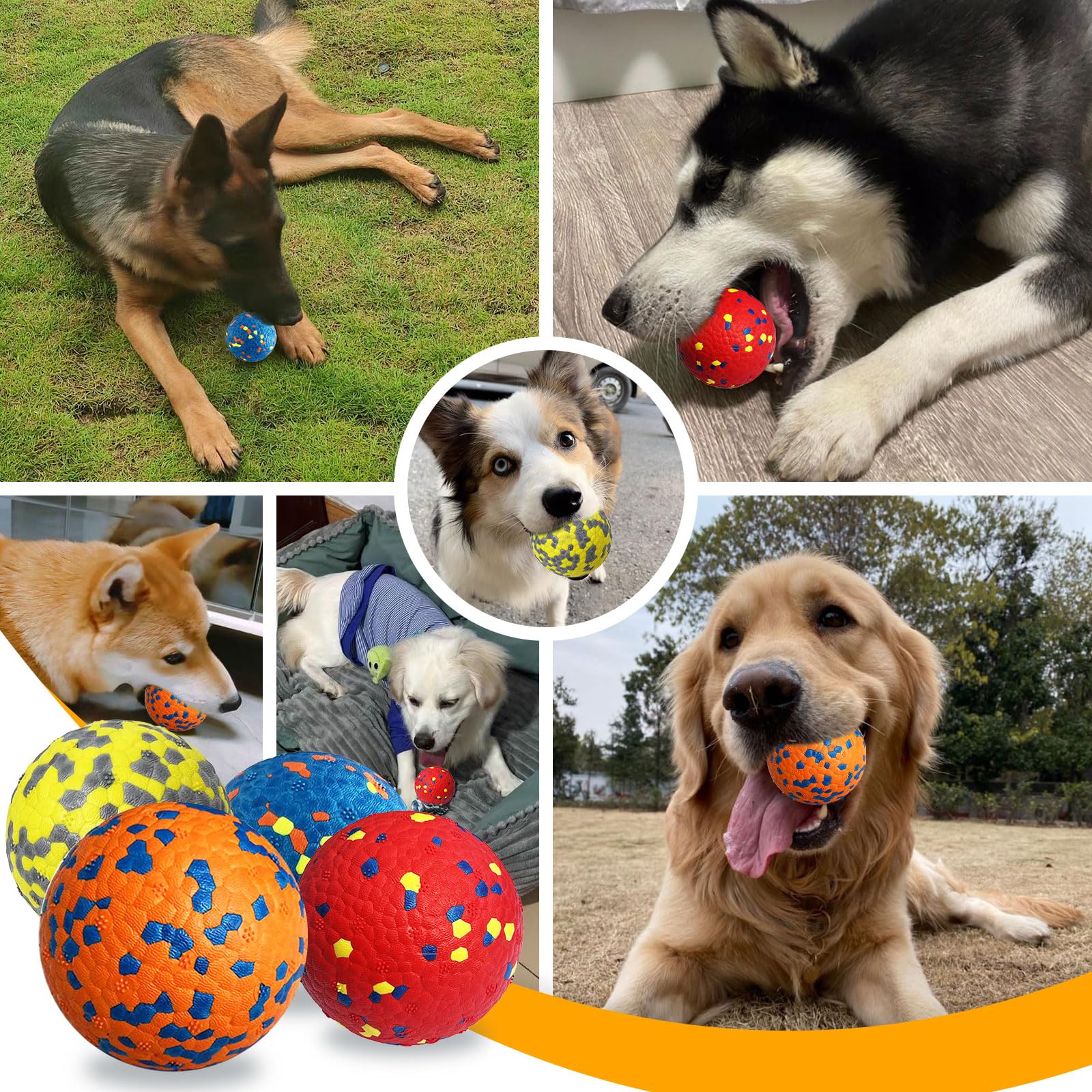 Petcare indestructible dog ball 3in dental massage during play