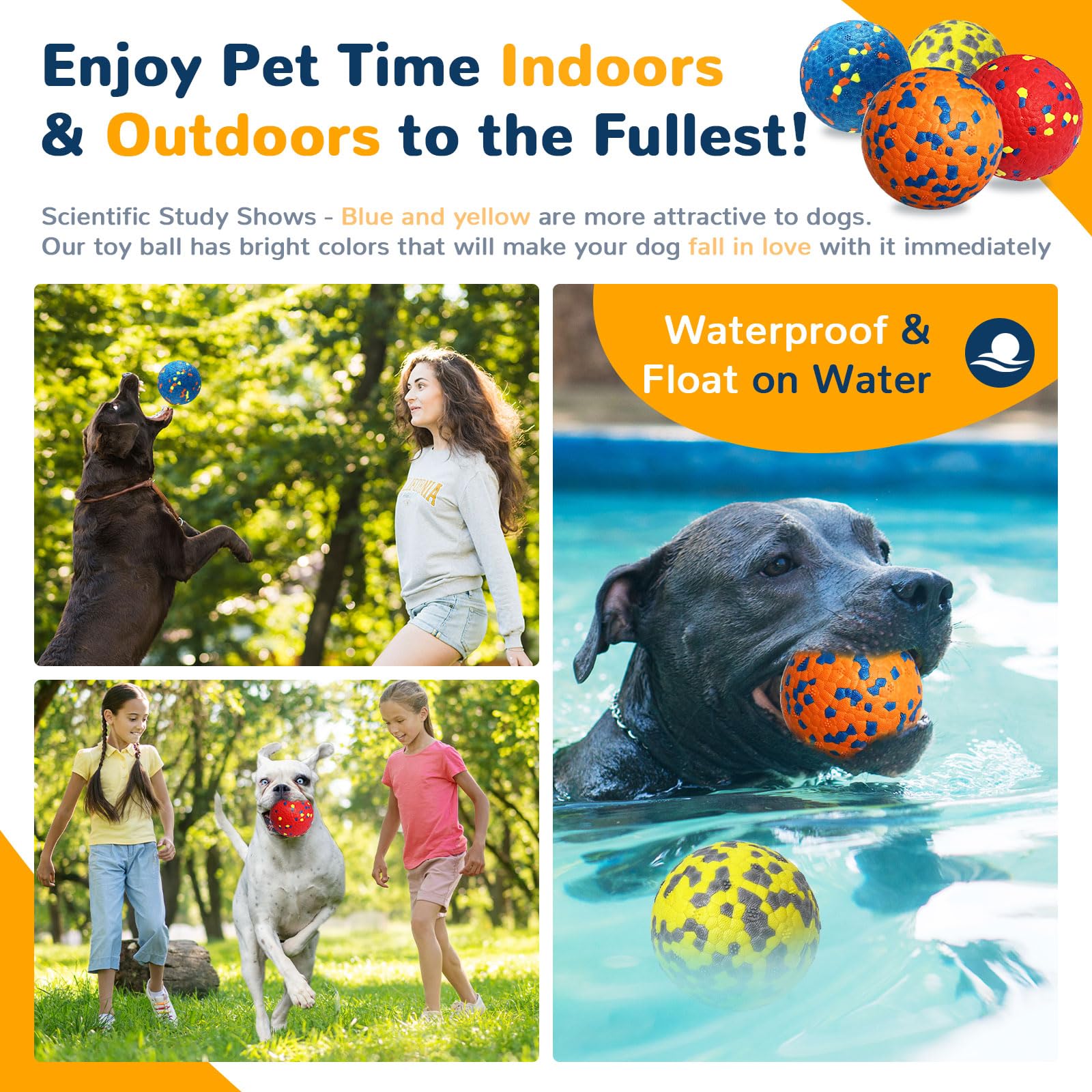 Petcare indestructible dog ball 3in side view for powerful chewers