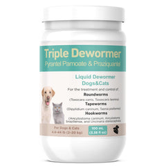 Petcci broad-spectrum dewormer bottle shown for multi-pet households with easy dosing.