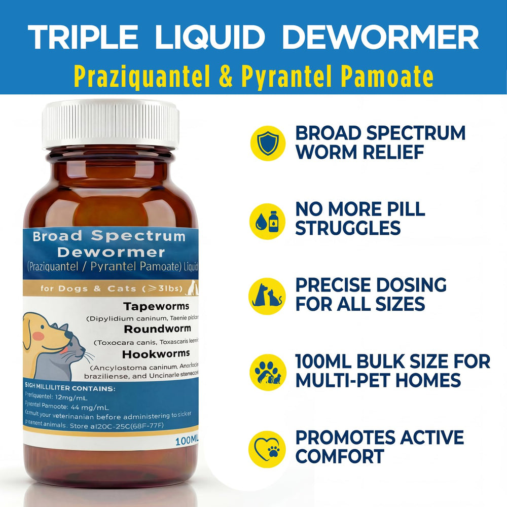 Petcci dewormer added to wet food for easy ingestion.