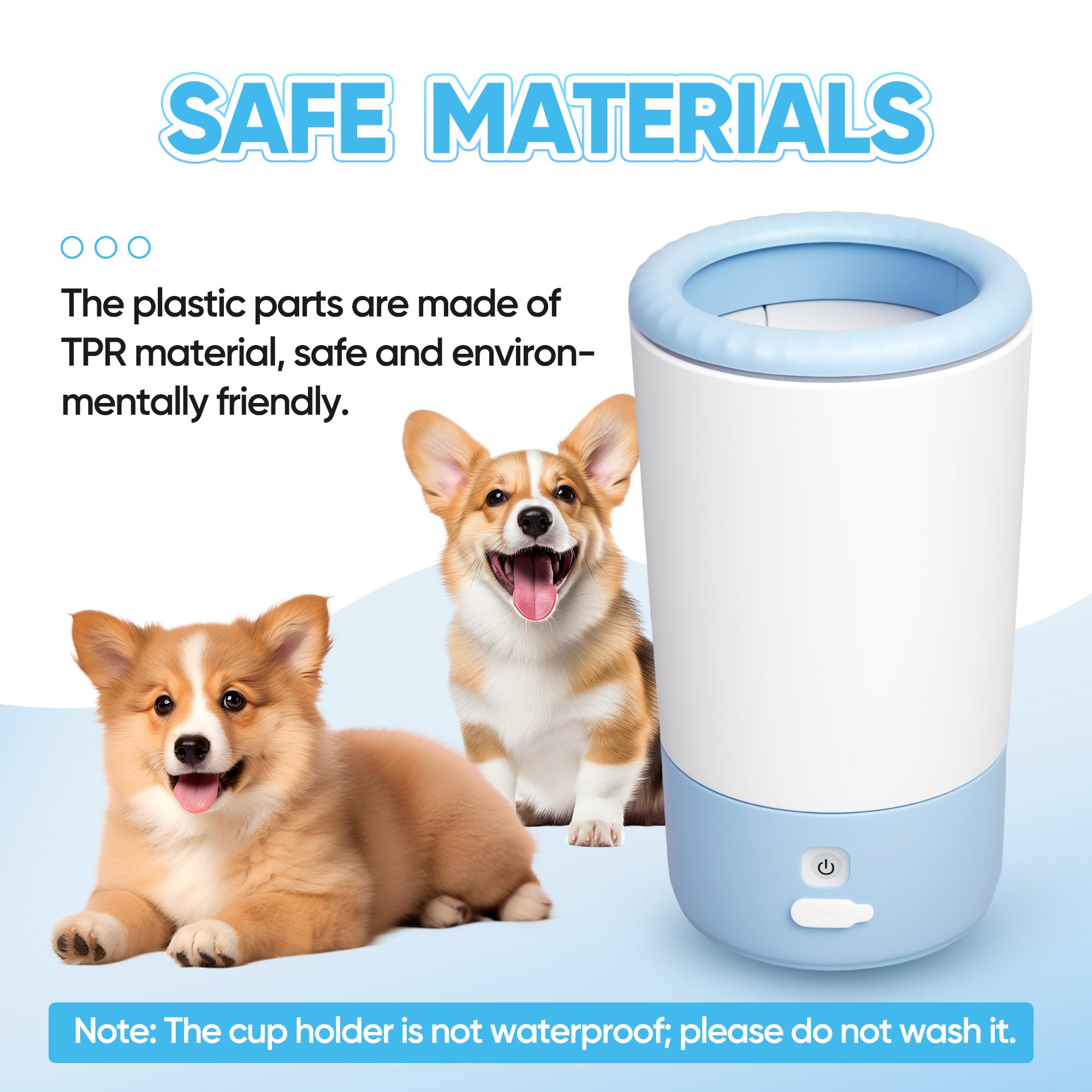 Blue PETCHO paw washer designed for medium to large dogs and travel portability