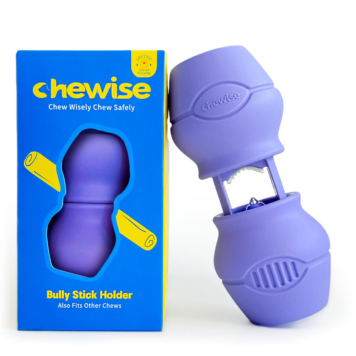 PetClan Chewise Bully Stick Holder assembly demonstrates quick setup for safe chewing.