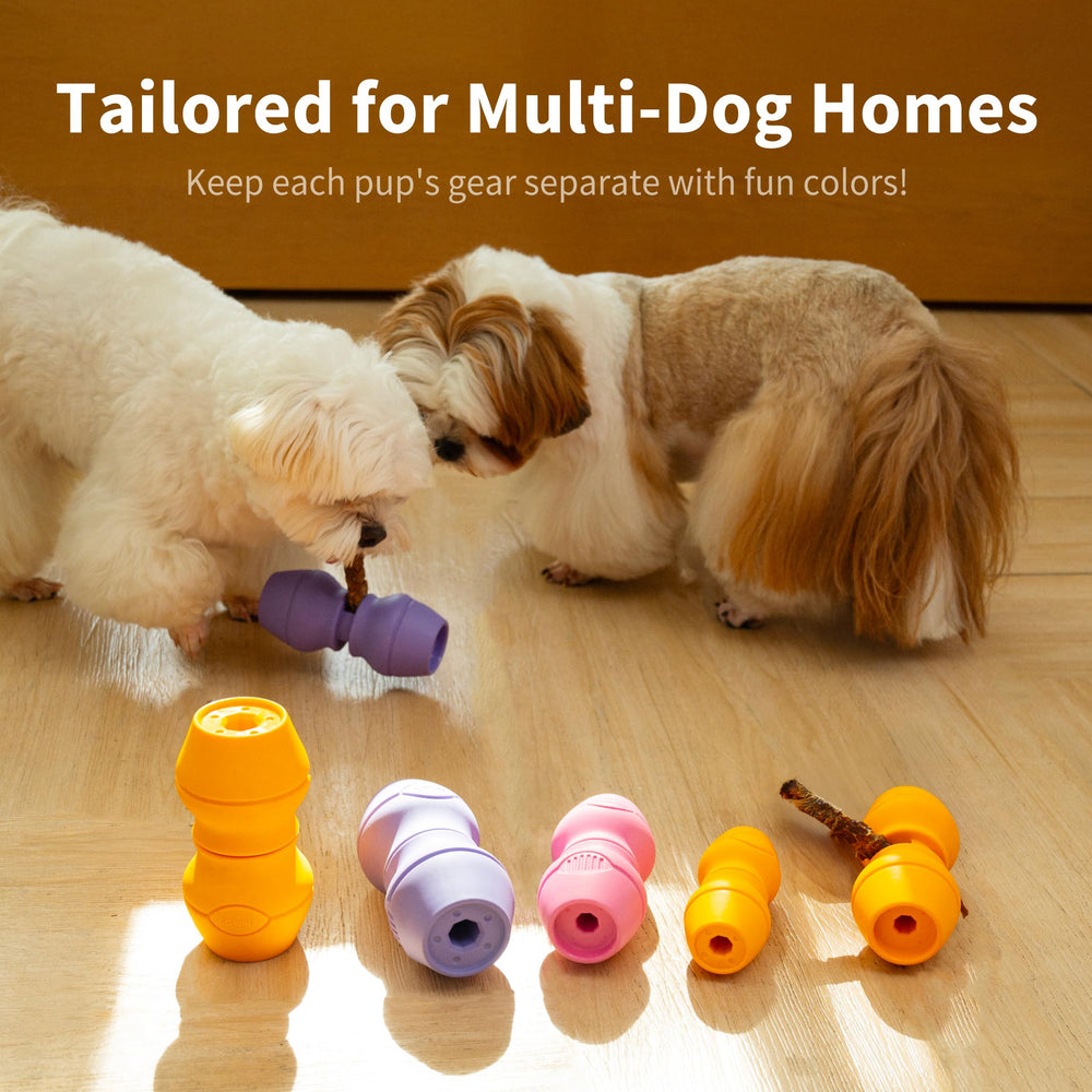 Trainer-endorsed safety feature for calmer, controlled chewing sessions