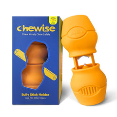 PetClan Chewise bully stick holder shown in full setup for secure insertion