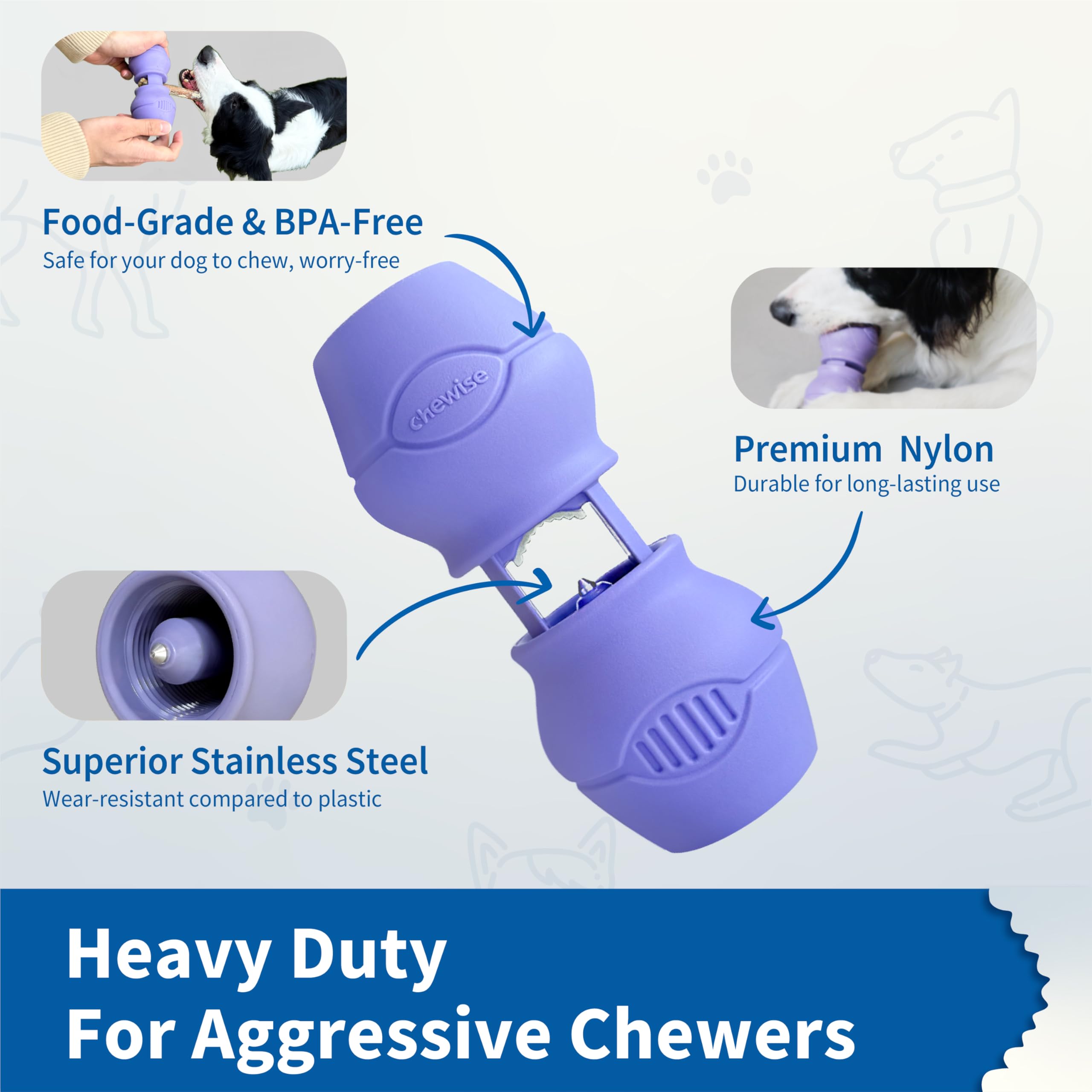 PetClan Chewise Bully Stick Holder in-use image captures a calm chew session.