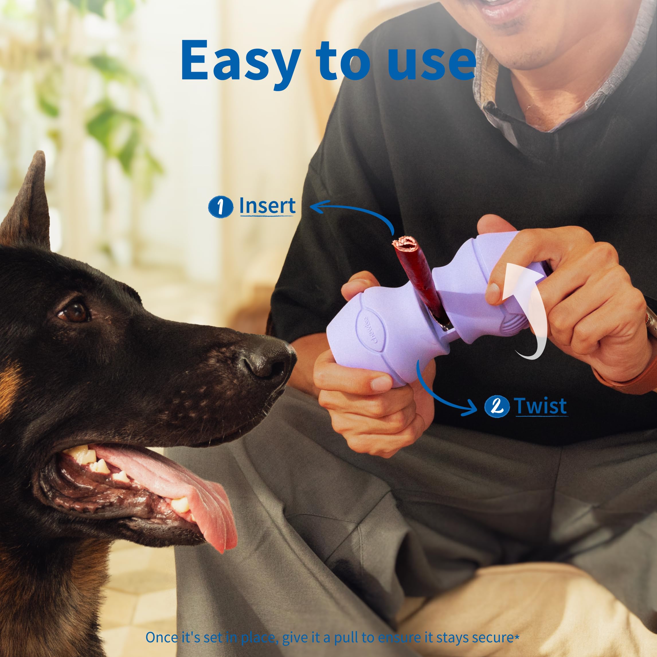 PetClan Chewise holder enables quick setup for hassle-free chew sessions.