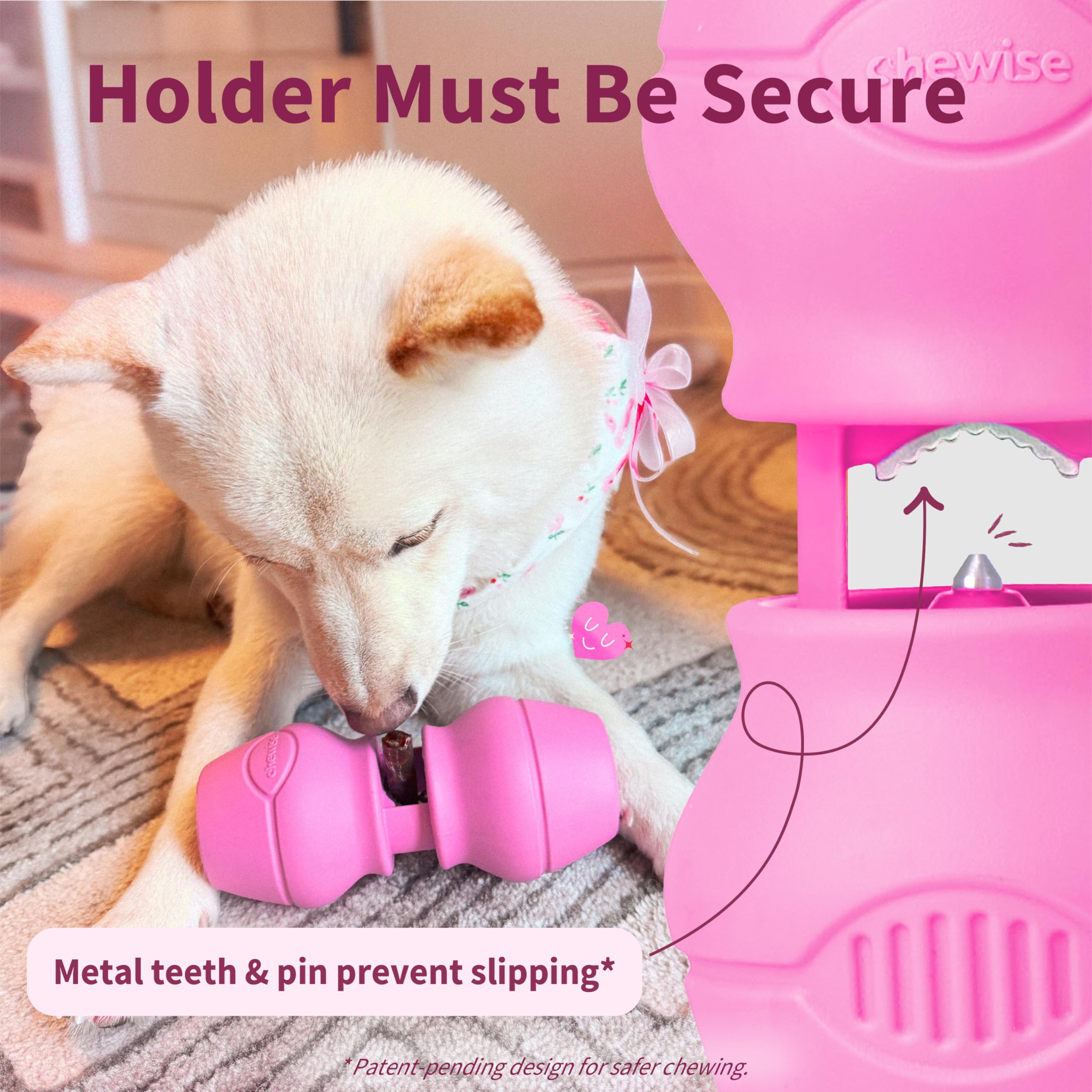 PetClan Chewise metal teeth close-up highlights strong bite grip.