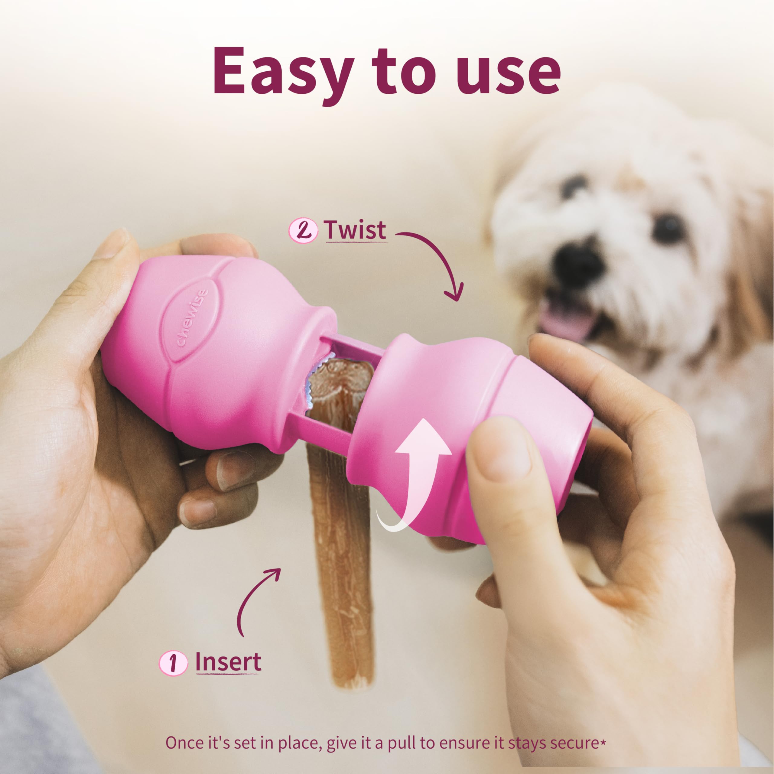 PetClan Chewise easy insert-and-screw mechanism for fast secure fit.