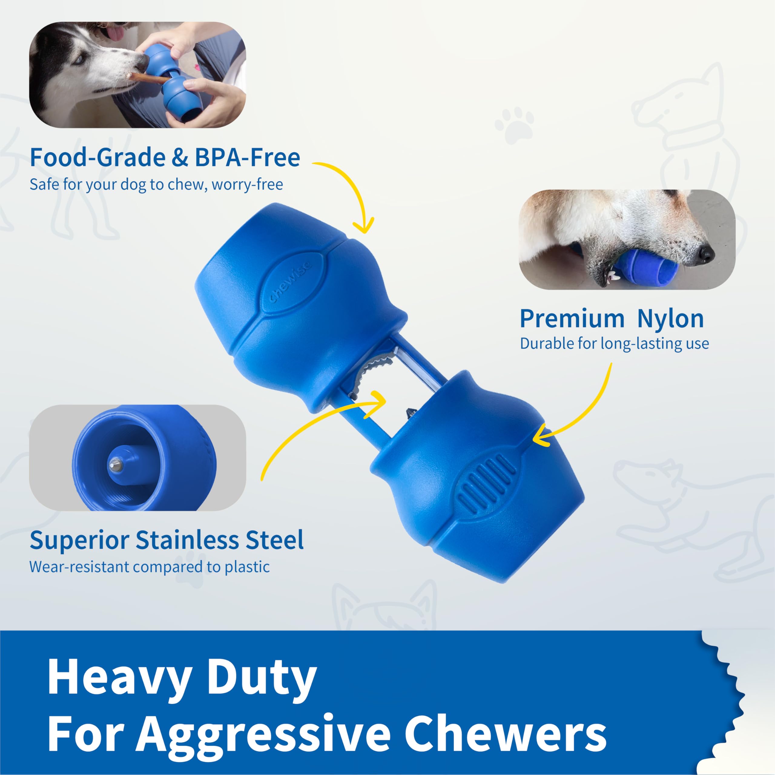 PetClan Chewise universal-fit design handles multiple bully stick sizes for dogs.