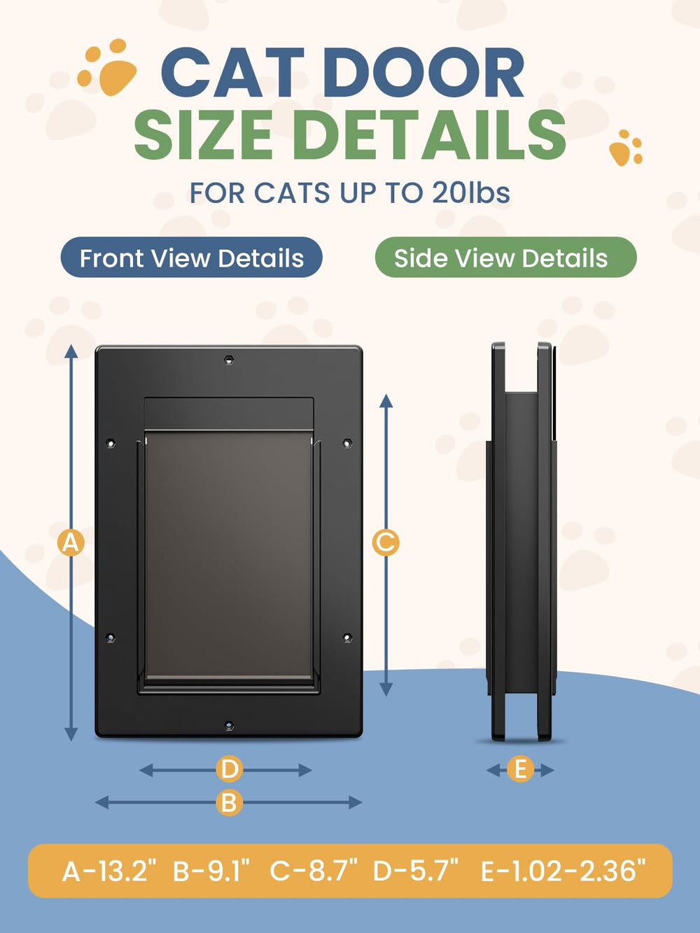 PETCOMING cat door easy lock panel for restricted access and safety