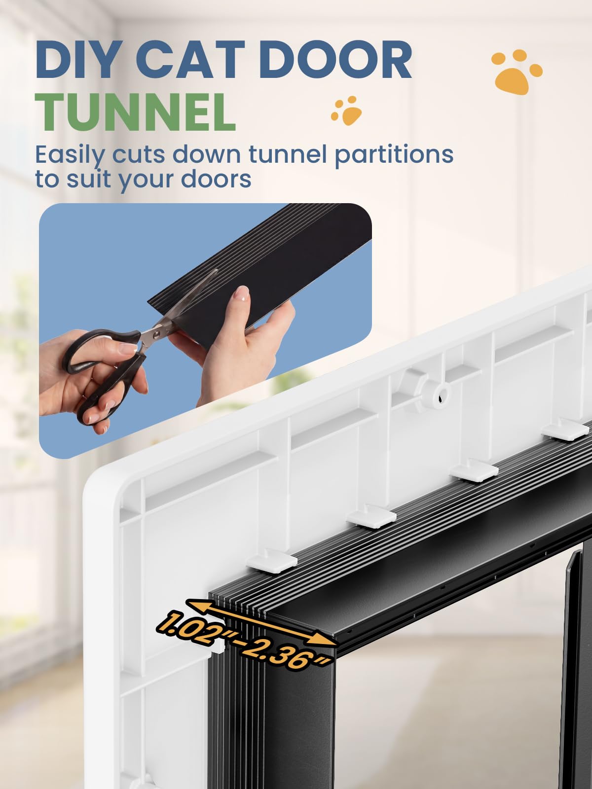 PETCOMING cat door supports doors up to 2.36 inches thick for versatility.