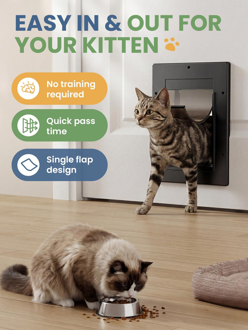 PETCOMING cat door outer frame shows rugged durability for outdoors
