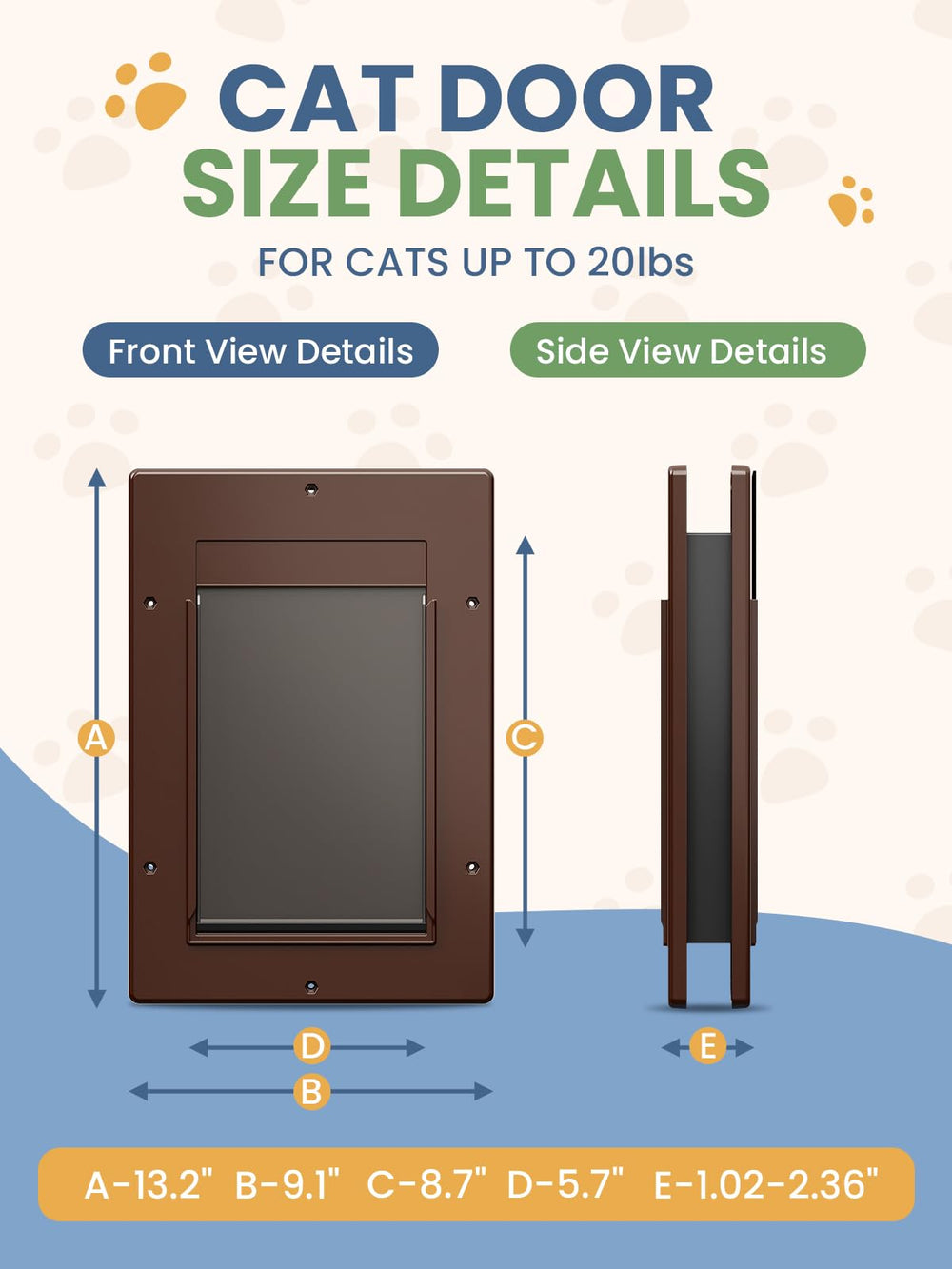 PETCOMING cat door telescoping tunnel adapting to door thickness with ease