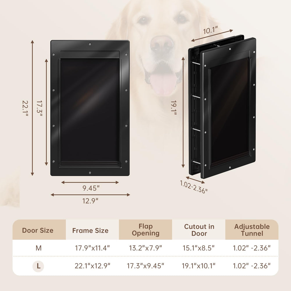 Petcoming door fits interior and exterior doors or walls for versatile installation.