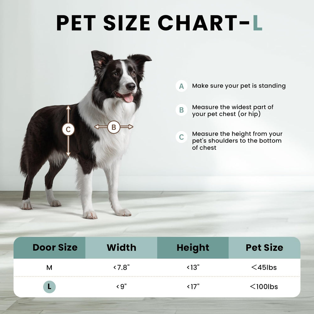 PETCOMING size guide ensures pets up to 100 pounds fit comfortably